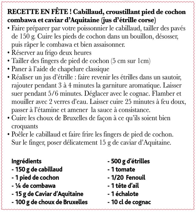 Cabillaud au caviar et pied de cochon