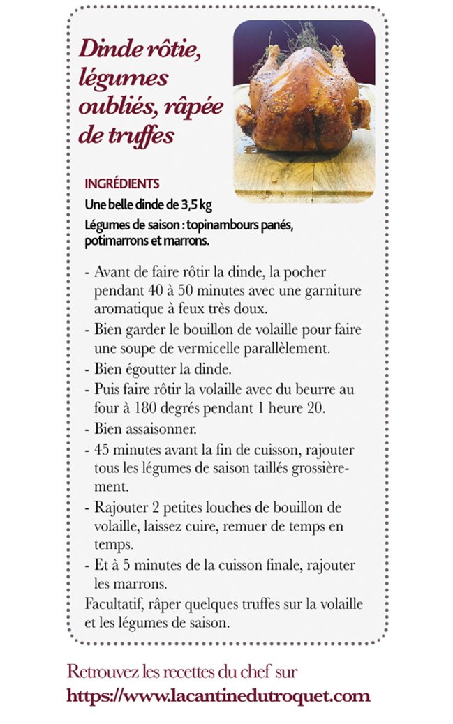 Recette de fête : dinde rôtie, légumes oubliés et râpé de truffes