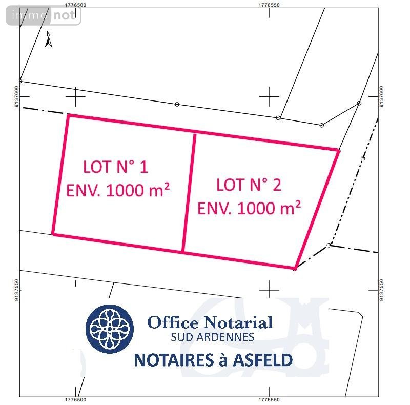Terrain a batir a vendre Brienne-sur-Aisne 08190 Ardennes 1000 m2  33000 euros