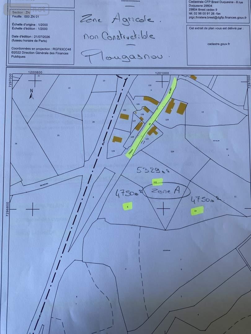 Terrains de loisirs bois etangs a vendre Plougasnou 29630 Finistère 14000 m2  7000 euros