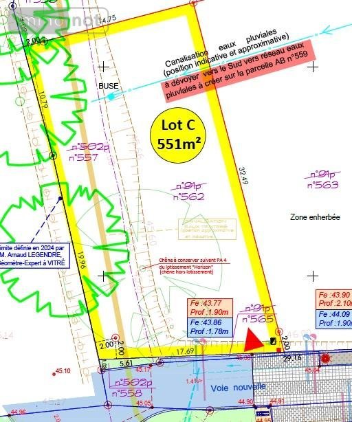 Terrain a batir a vendre Châteaubourg 35220 Ille-et-Vilaine 551 m2  145000 euros