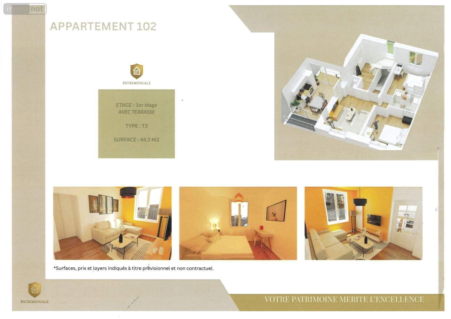 Appartement a vendre Tours 37000 Indre-et-Loire 44 m2 3 pièces 188280 euros