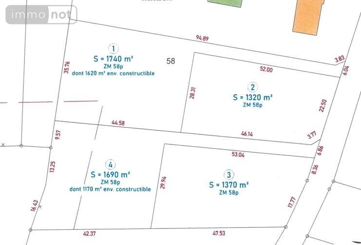 Terrain a batir a vendre Saint-Gravé 56220 Morbihan 1370 m2  42400 euros