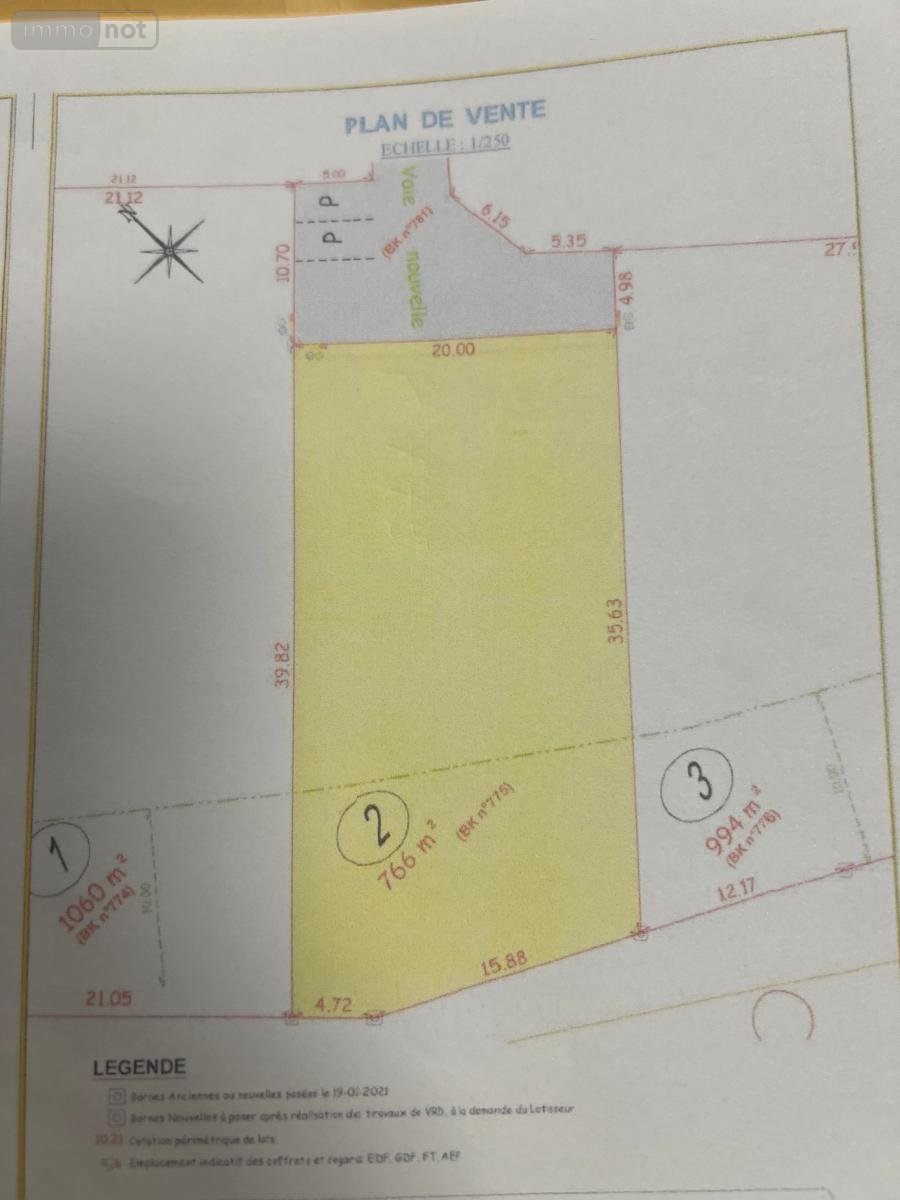 Terrain a batir a vendre Cambrai 59400 Nord 766 m2  63800 euros