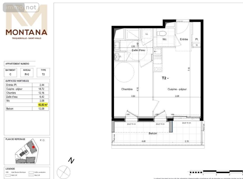 Location appartement Saint-Malo 35400 Ille-et-Vilaine 42 m2 2 pièces 640 euros