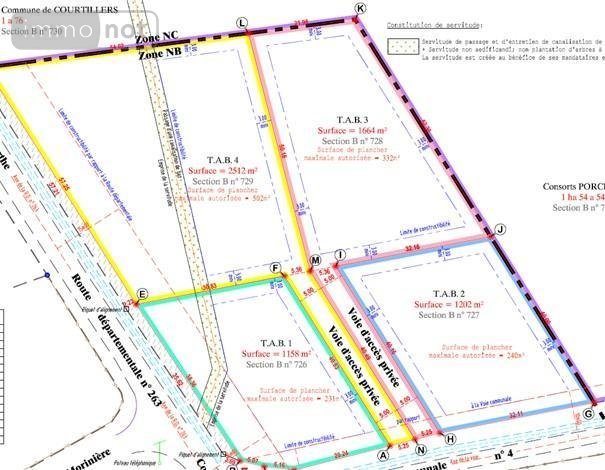 Terrain a batir a vendre Courtillers 72300 Sarthe 1664 m2  45000 euros