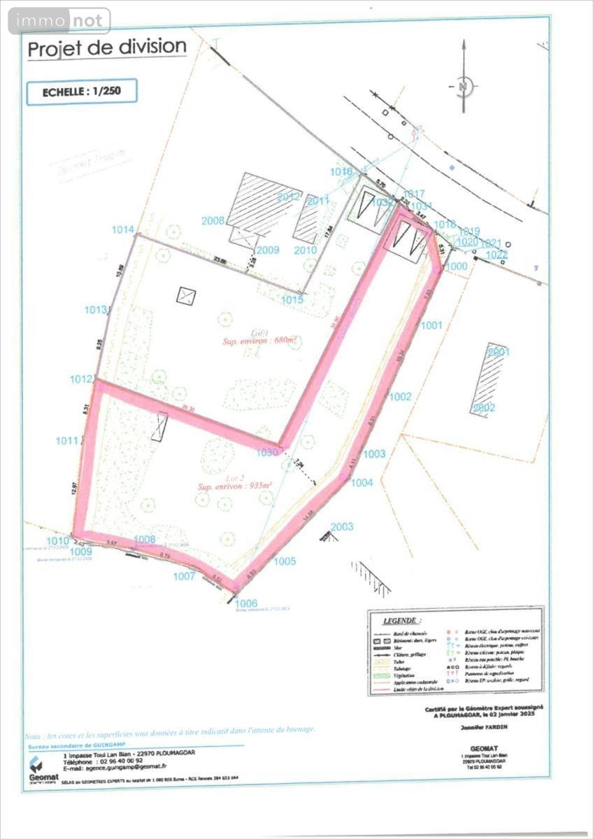 Terrain a batir a vendre Pleubian 22610 Côtes-d'Armor 935 m2  85465 euros