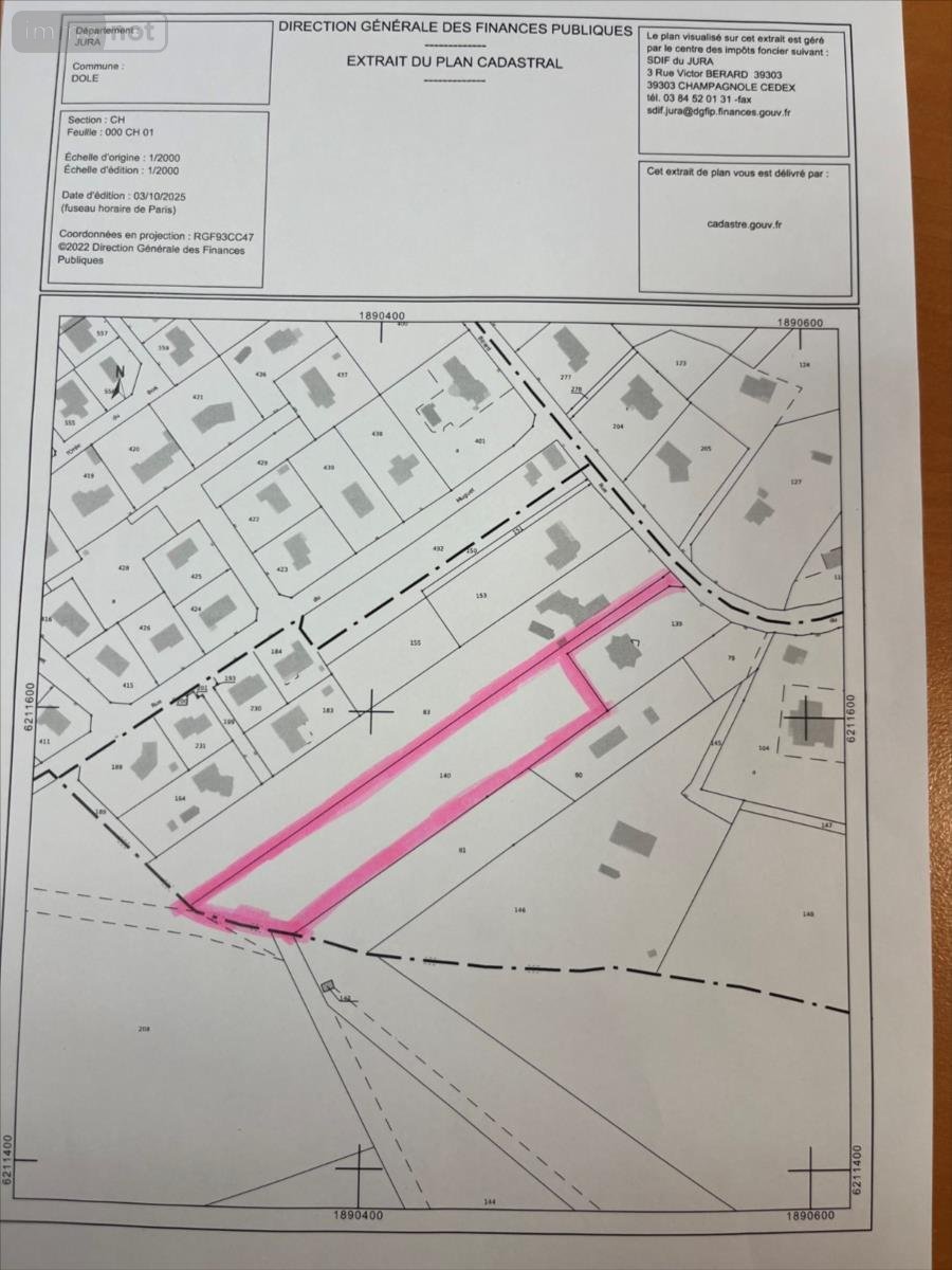 Terrain a batir a vendre Dole 39100 Jura 7390 m2  190000 euros