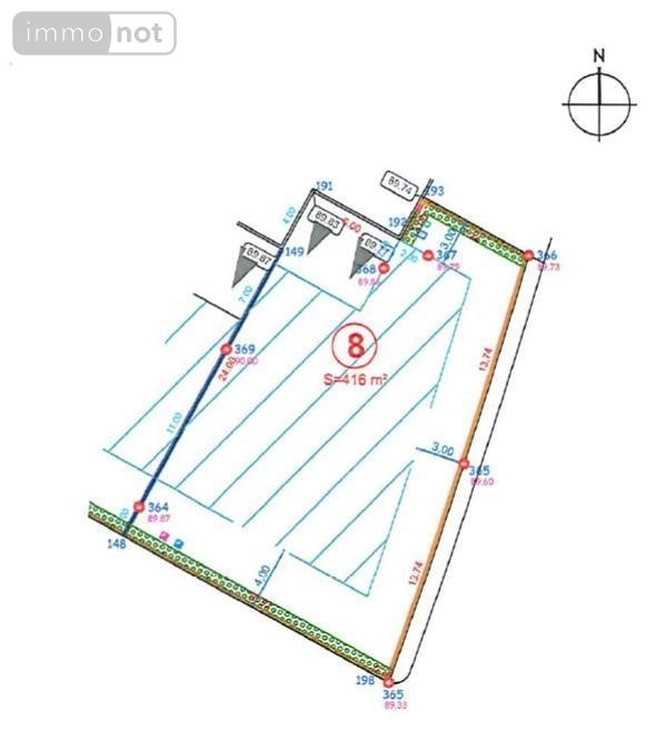 Terrain a batir a vendre Saint-Onen-la-Chapelle 35290 Ille-et-Vilaine 416 m2  37905 euros