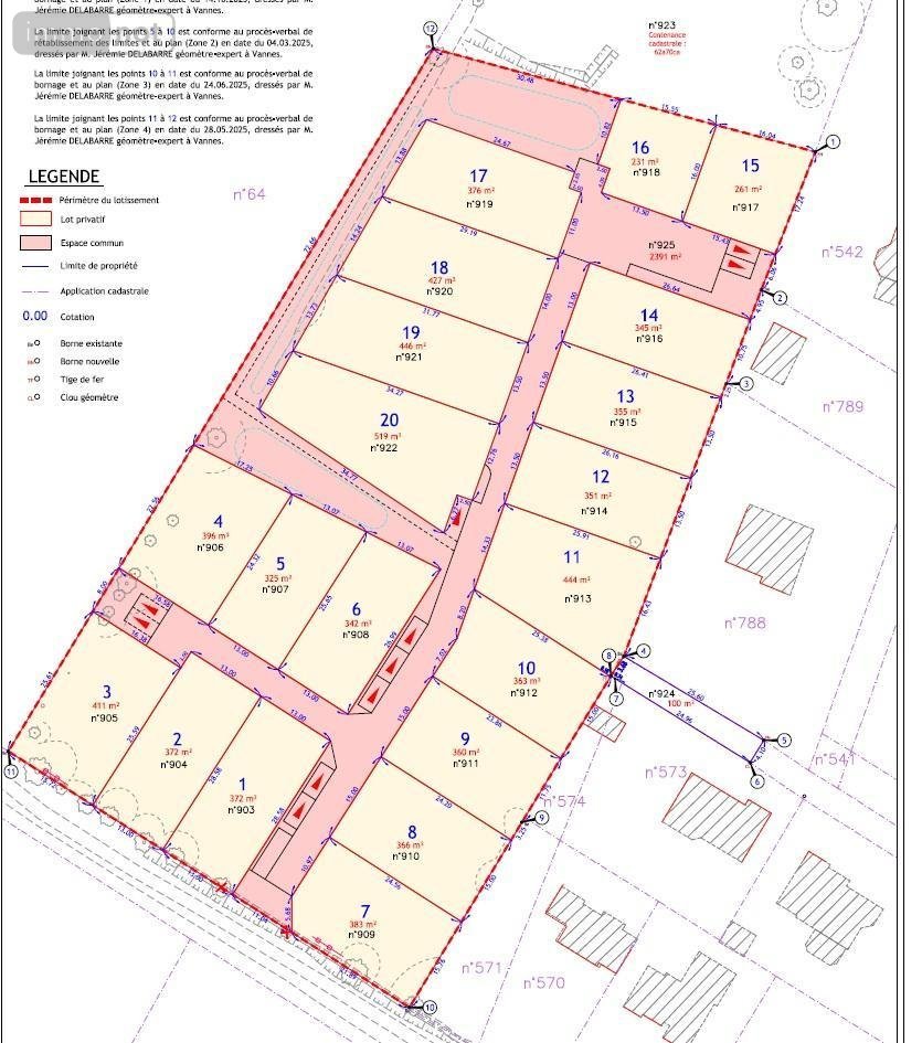 Terrain a batir a vendre Questembert 56230 Morbihan 325 m2  60570 euros