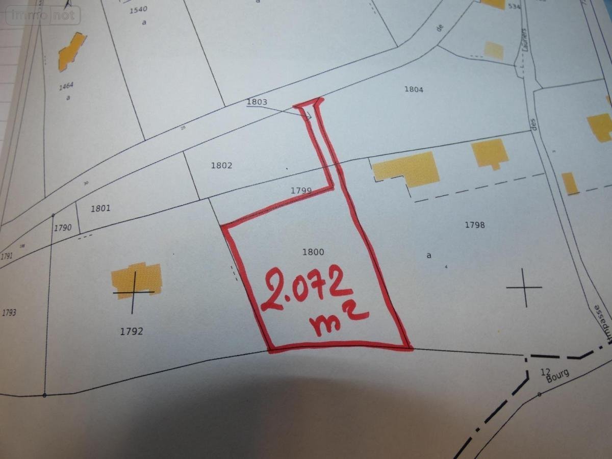 Terrain a batir a vendre Landeleau 29530 Finistère 2072 m2  18576 euros