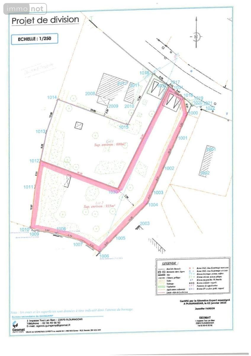 Terrain a batir a vendre Pleubian 22610 Côtes-d'Armor 935 m2  85465 euros