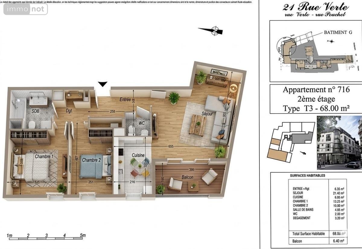 Appartement a vendre Rouen 76000 Seine-Maritime 68 m2 3 pièces 272480 euros
