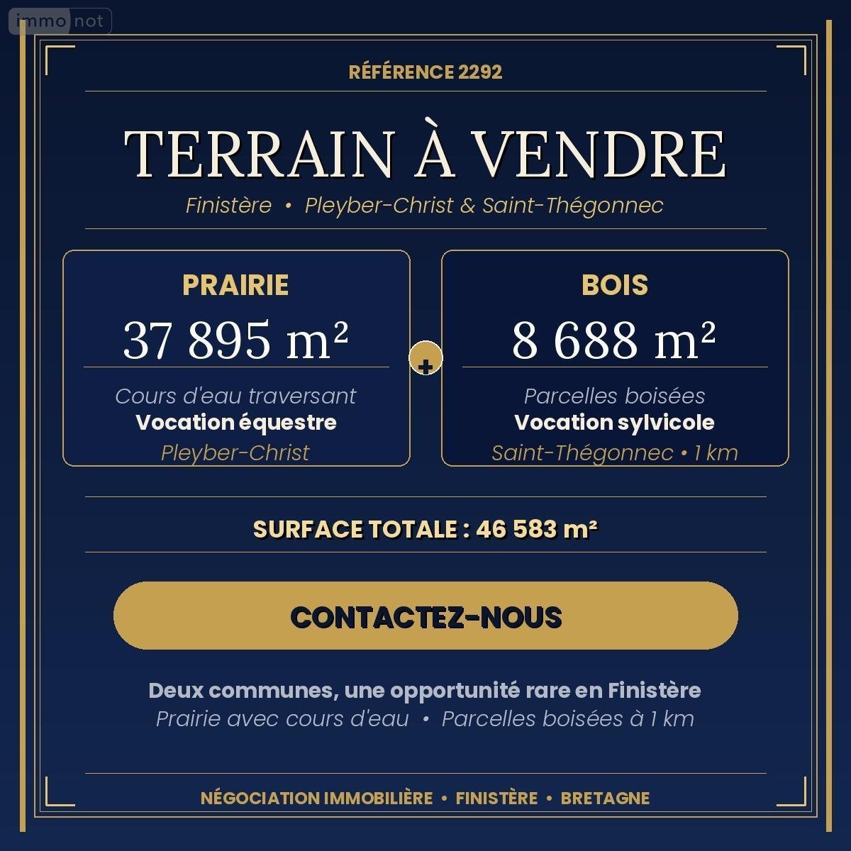 Terrains de loisirs bois etangs a vendre Pleyber-Christ 29410 Finistère 46583 m2  43000 euros