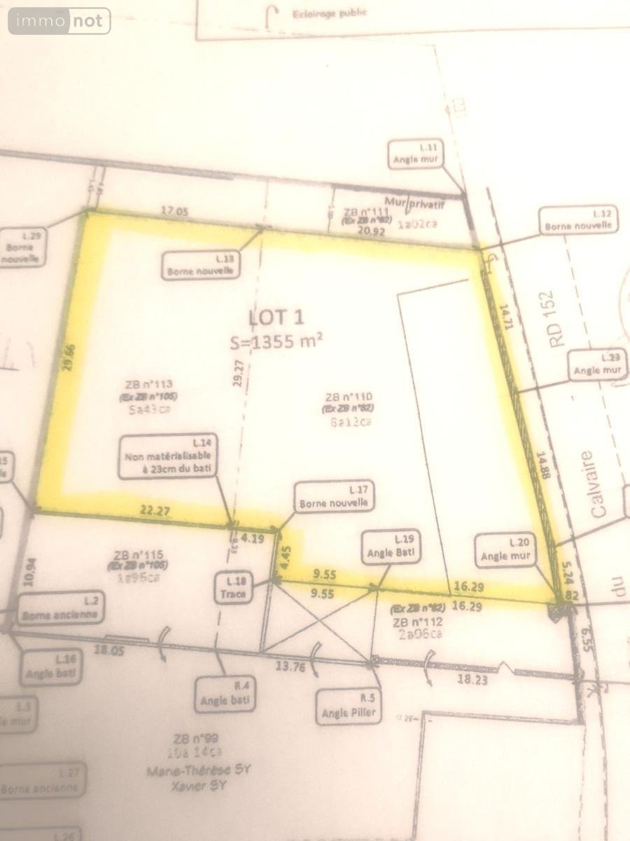 Terrain a batir a vendre Thun-Saint-Martin 59141 Nord 1355 m2  55500 euros