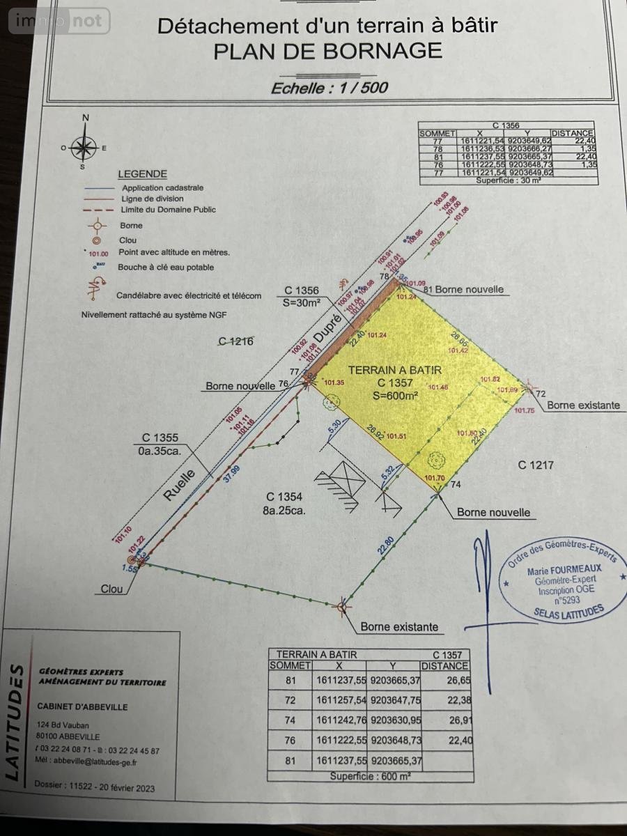 Terrain a batir a vendre Huppy 80140 Somme 600 m2  35072 euros