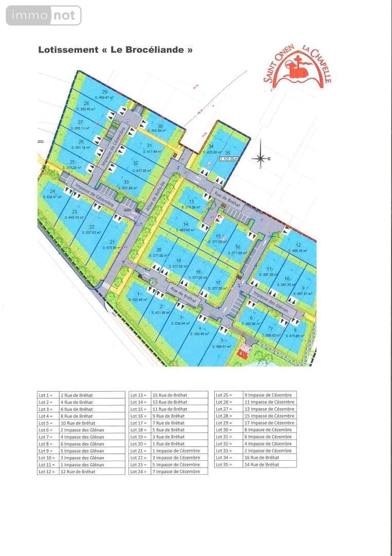 Terrain a batir a vendre Saint-Onen-la-Chapelle 35290 Ille-et-Vilaine 377 m2  34352 euros