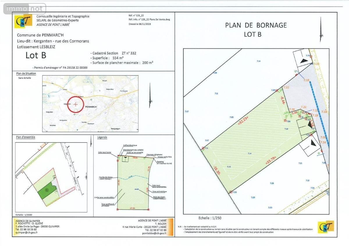 Terrain a batir a vendre Penmarch 29760 Finistère 554 m2  63700 euros