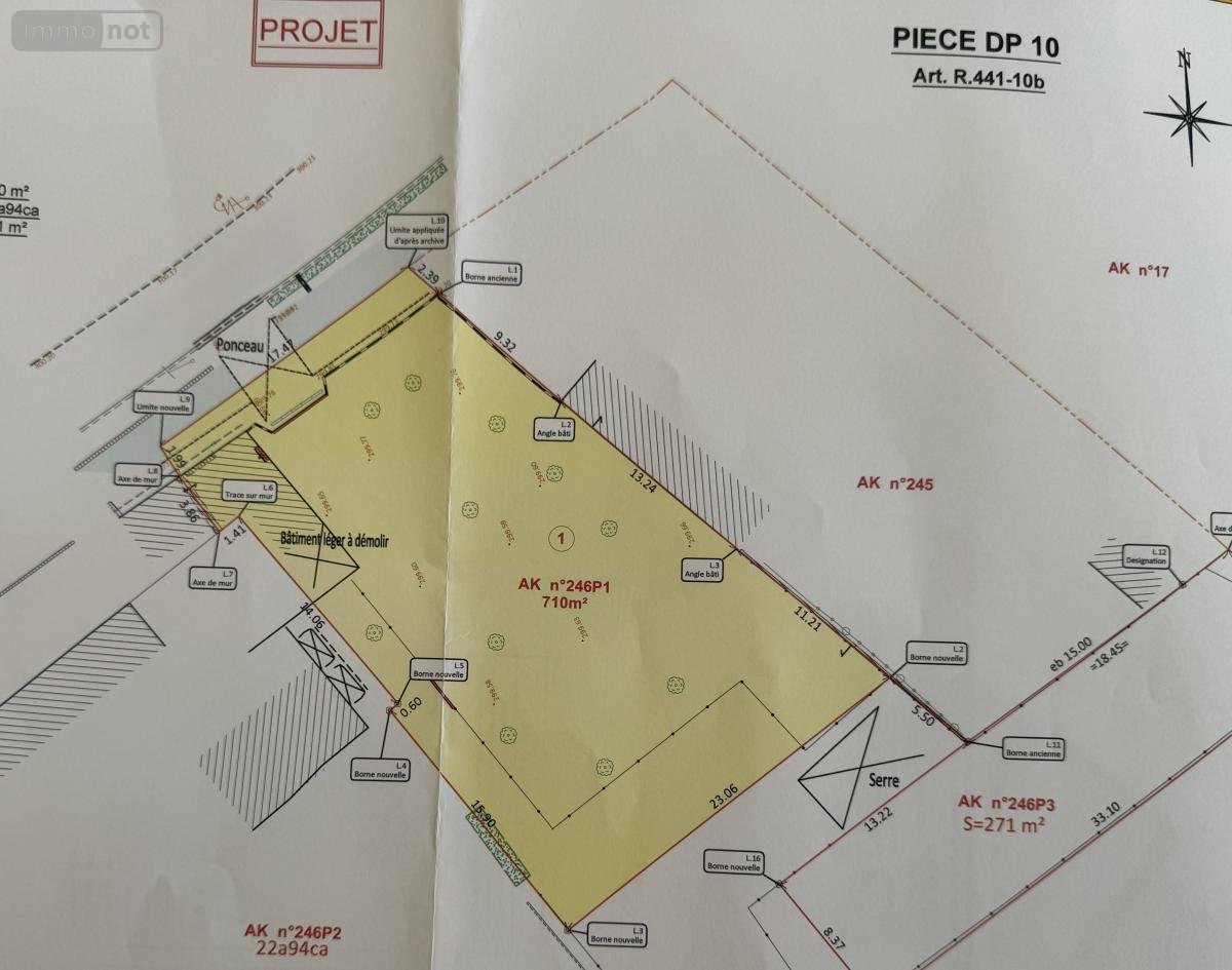 Terrain a batir a vendre Cambrai 59400 Nord 710 m2  44000 euros