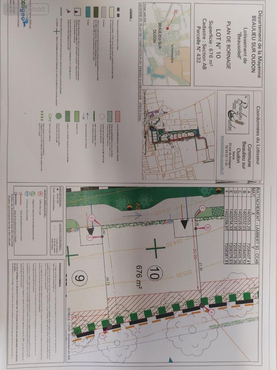 Terrain a batir a vendre Beaulieu-sur-Oudon 53320 Mayenne 676 m2  33801 euros