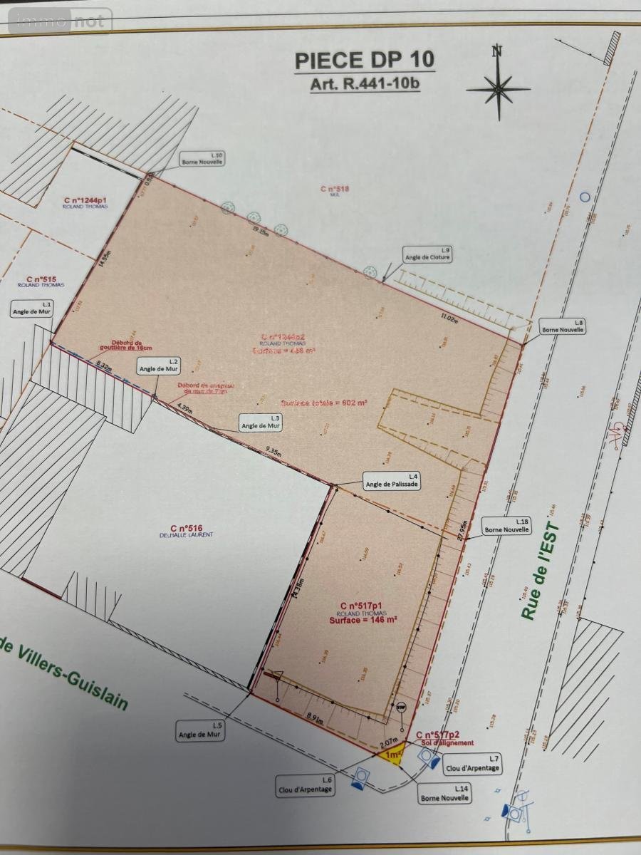 Terrain a batir a vendre Gouzeaucourt 59231 Nord 602 m2  32880 euros