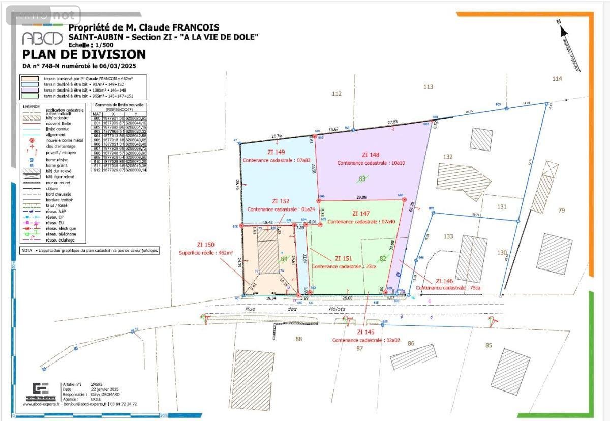 Terrain a batir a vendre Saint-Aubin 39410 Jura 1085 m2  40001 euros