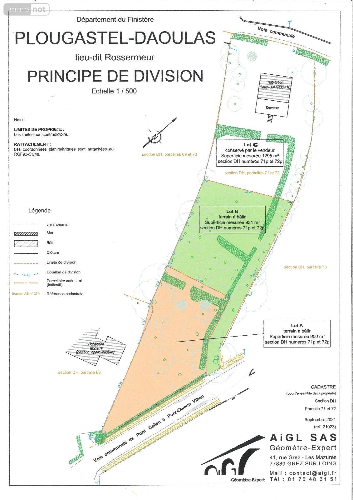 Terrain a batir a vendre Plougastel-Daoulas 29470 Finistère 900 m2  112512 euros