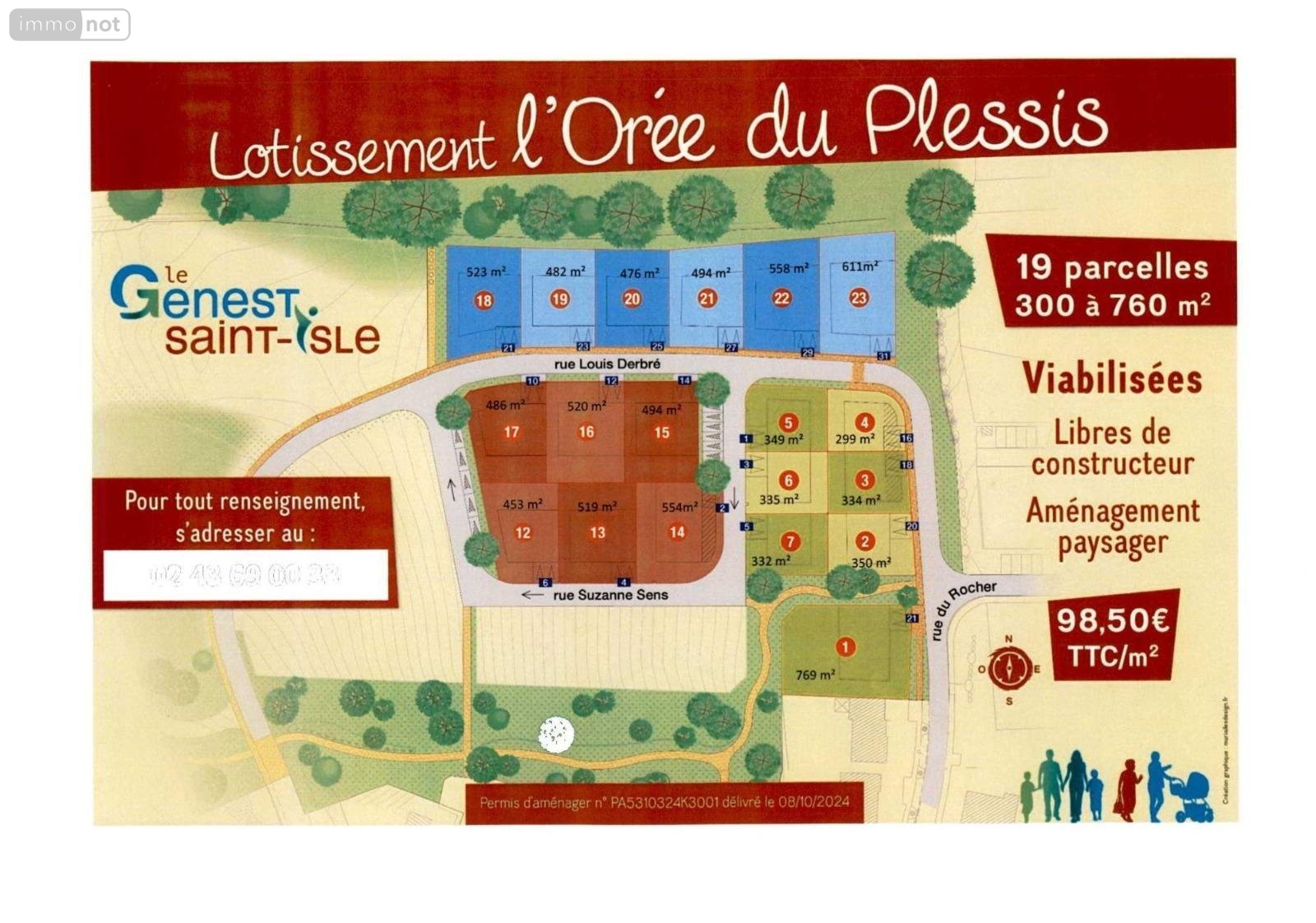 Terrain a batir a vendre Le Genest-Saint-Isle 53940 Mayenne 494 m2  48660 euros