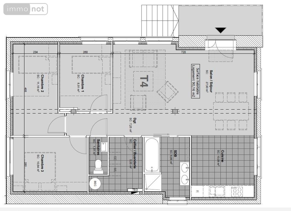Appartement a vendre Pont-Aven 29930 Finistère 91 m2 4 pièces 290500 euros