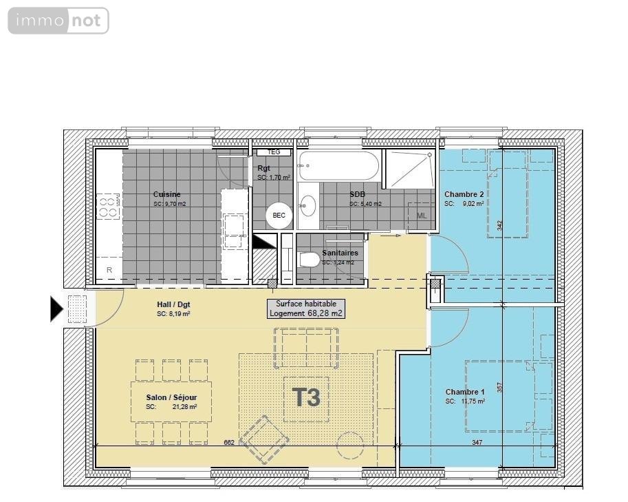 Appartement a vendre Pont-Aven 29930 Finistère 74 m2 3 pièces 259600 euros