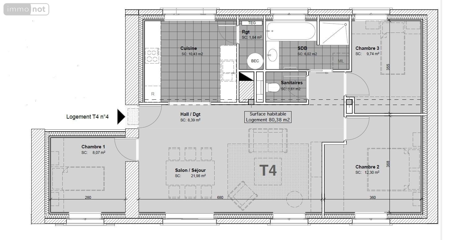Appartement a vendre Pont-Aven 29930 Finistère 81 m2 4 pièces 290500 euros