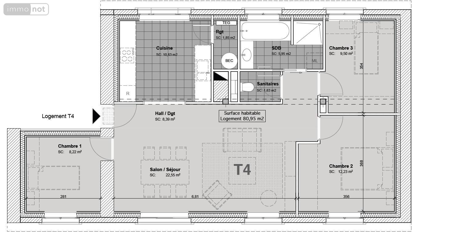 Appartement a vendre Pont-Aven 29930 Finistère 81 m2 4 pièces 290500 euros