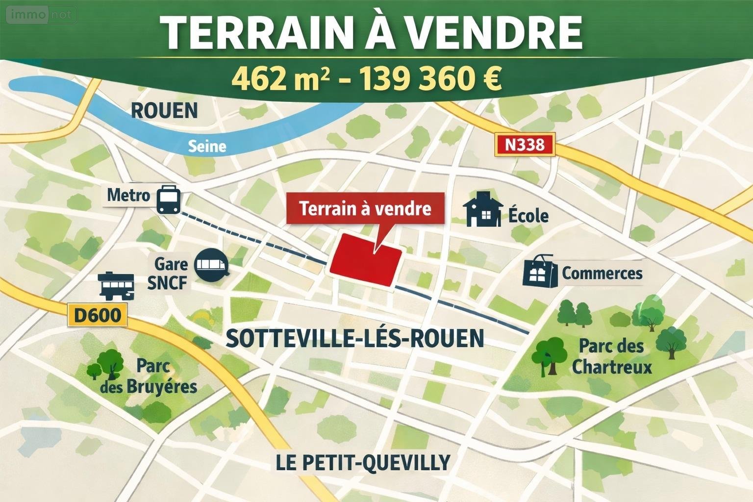 Terrain a batir a vendre Sotteville-lès-Rouen 76300 Seine-Maritime 462 m2  127200 euros