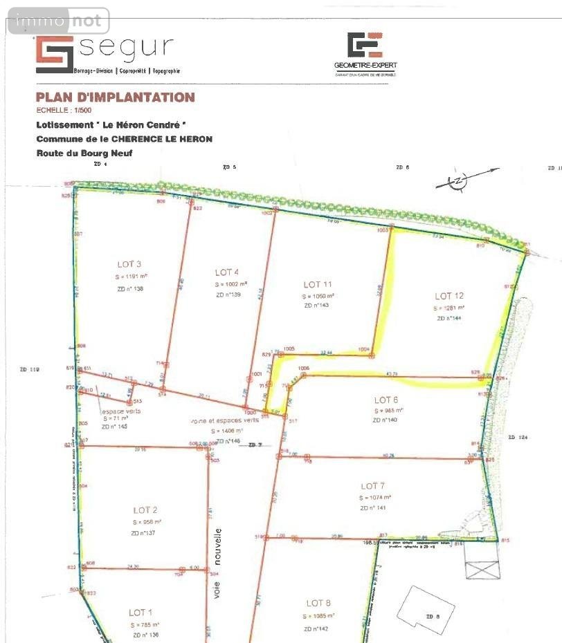 Terrain a batir a vendre Chérencé-le-Héron 50800 Manche 1281 m2  36040 euros