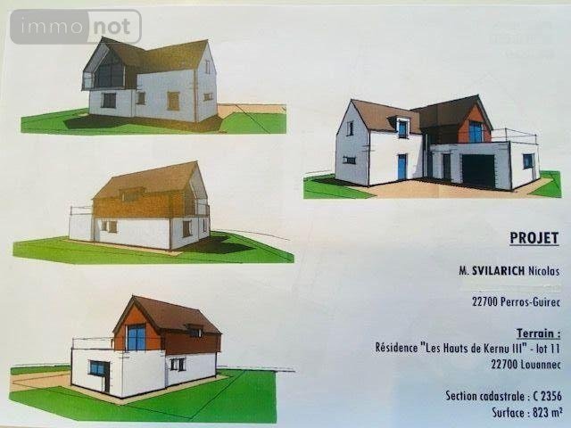 Terrain a batir a vendre Louannec 22700 Côtes-d'Armor 823 m2  162440 euros