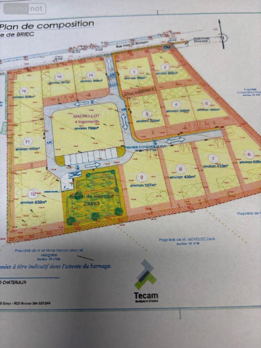 Terrain a batir a vendre Briec 29510 Finistère  54000 euros