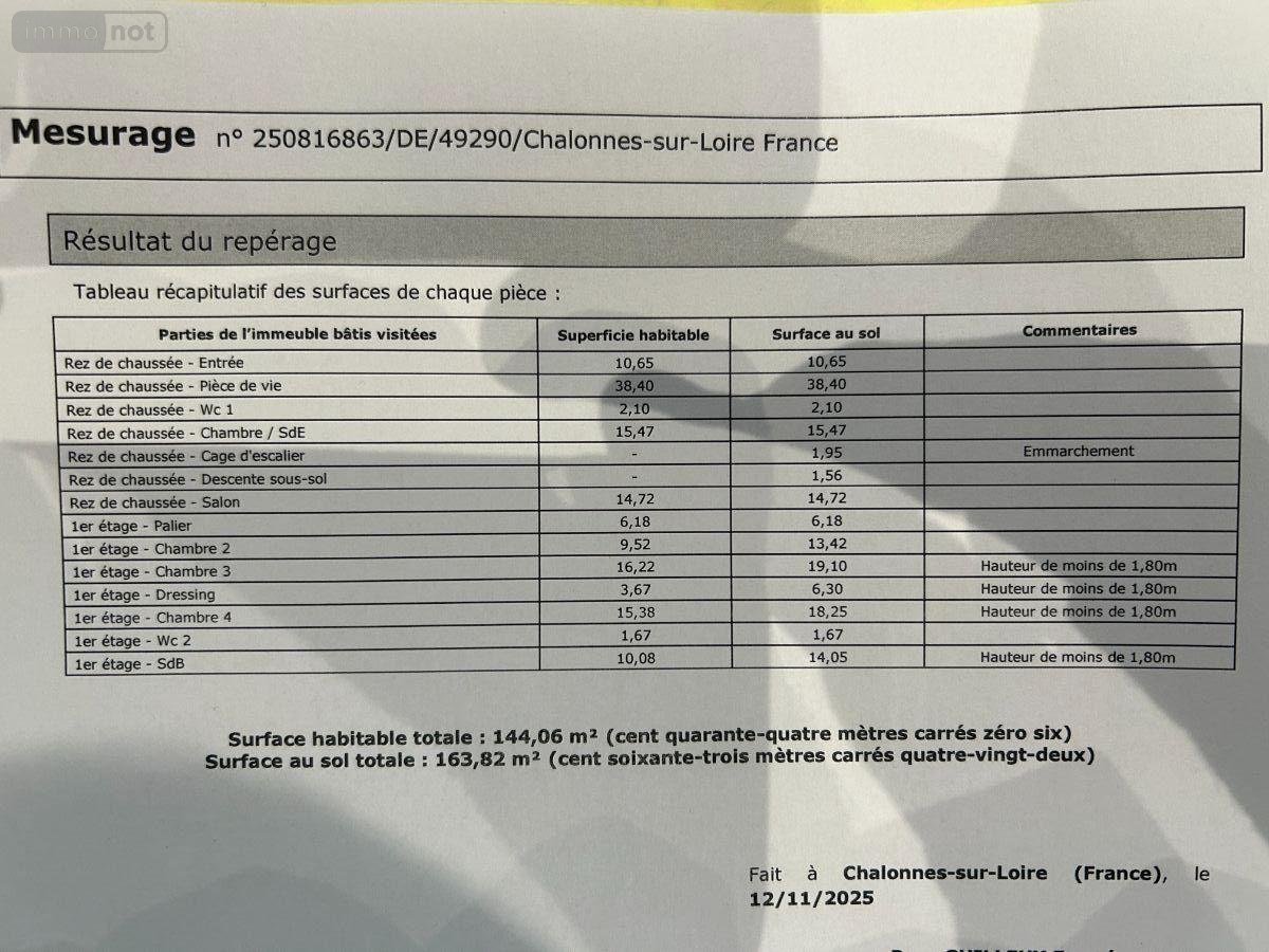 Maison a vendre Chalonnes-sur-Loire 49290 Maine-et-Loire 144 m2 5 pièces 296520 euros
