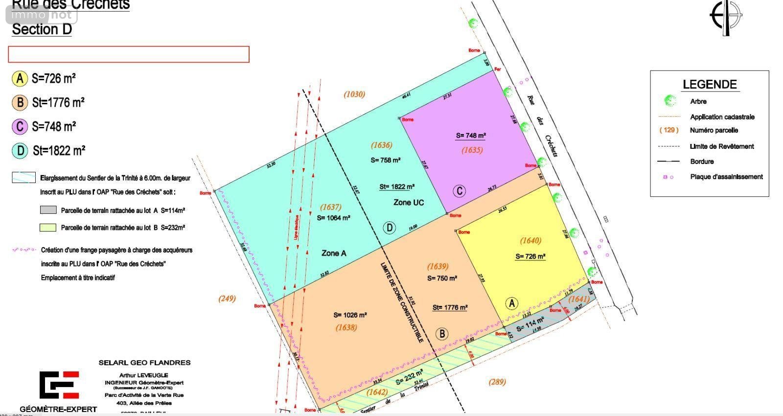 Terrain a batir a vendre Estaires 59940 Nord  152830 euros