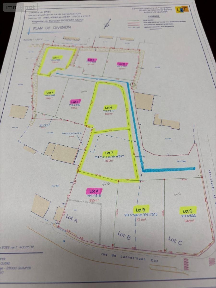 Terrain a batir a vendre Briec 29510 Finistère  85200 euros