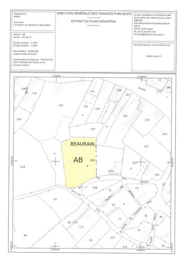 Terrain a batir a vendre Flavigny-le-Grand-et-Beaurain 02120 Aisne 2000 m2  33000 euros