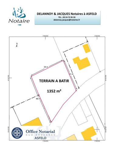 Terrain a batir a vendre Aire 08190 Ardennes 1352 m2  47760 euros
