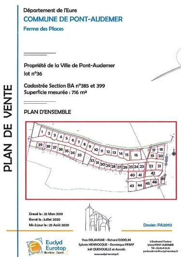 Terrain a batir a vendre Pont-Audemer 27500 Eure 555 m2  45123 euros