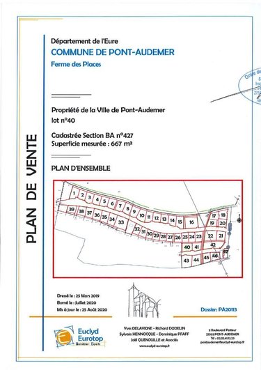 Terrain a batir a vendre Pont-Audemer 27500 Eure 667 m2  53810 euros