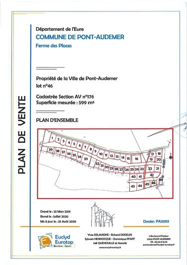 Terrain a batir a vendre Pont-Audemer 27500 Eure 599 m2  48511 euros