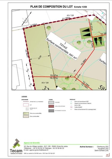 Terrain a batir a vendre Saint-Pair-sur-Mer 50380 Manche 731 m2  255594 euros