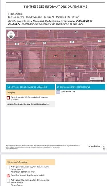 Terrain a batir a vendre Le Poiré-sur-Vie 85170 Vendée 701 m2  32100 euros