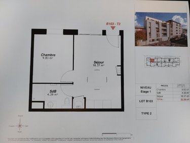 Location appartement Reims 51100 Marne 32 m2 2 pièces 490 euros