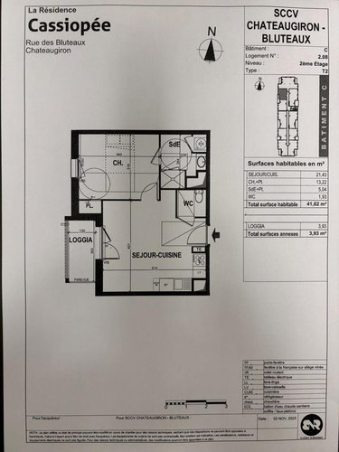 Location appartement Châteaugiron 35410 Ille-et-Vilaine 41 m2 2 pièces 625 euros