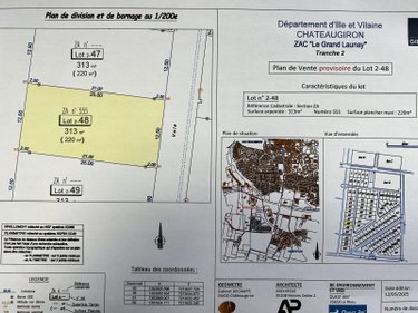 Terrain a batir a vendre Châteaugiron 35410 Ille-et-Vilaine 313 m2  74161 euros
