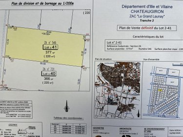 Terrain a batir a vendre Châteaugiron 35410 Ille-et-Vilaine 377 m2  89079 euros